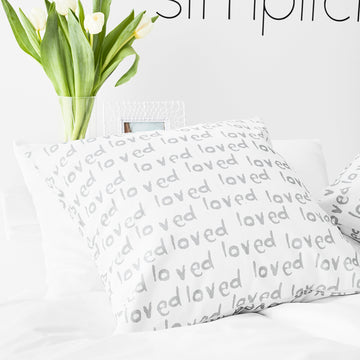loved print canvas pillow cover cement