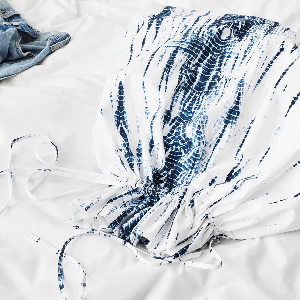 shibori print laundry bag indigo