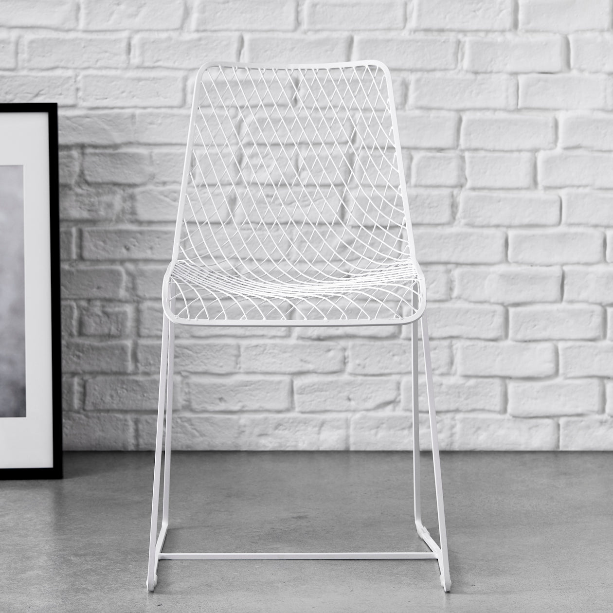 fishnet pattern dining chair white